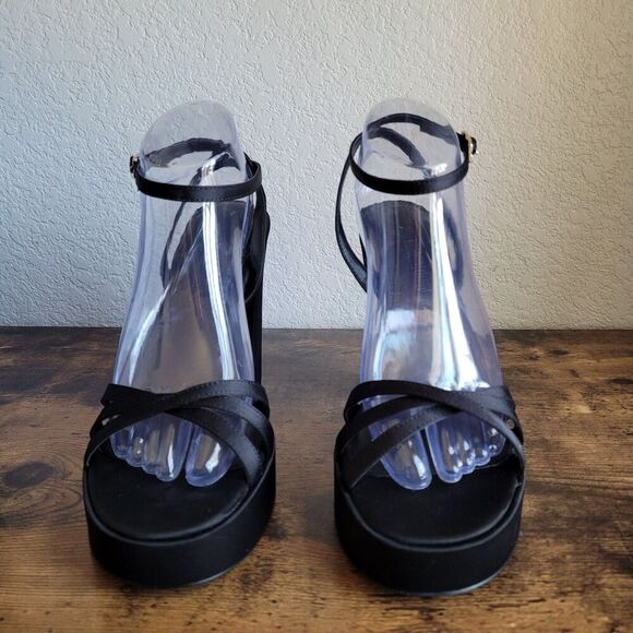 Steve Madden Heels Womens 10 Fleet Patent Platform Dress Sandals Black Pumps NEW - Picture 4 of 8